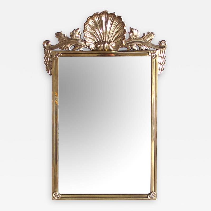 Italian Hollywood Regency solid brass mirror by Decorative Arts Inc 