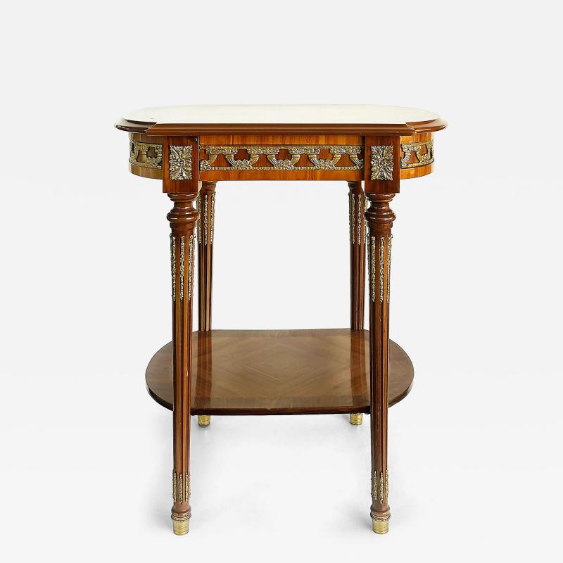 Italian Inlaid Side Tables with Bronze Mounts by Marconi Arte Pair