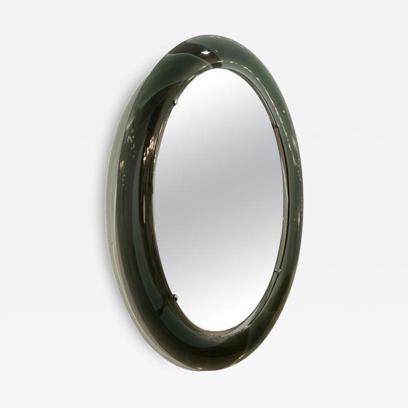 Italian Large Oval Glass Framed Wall Mirror