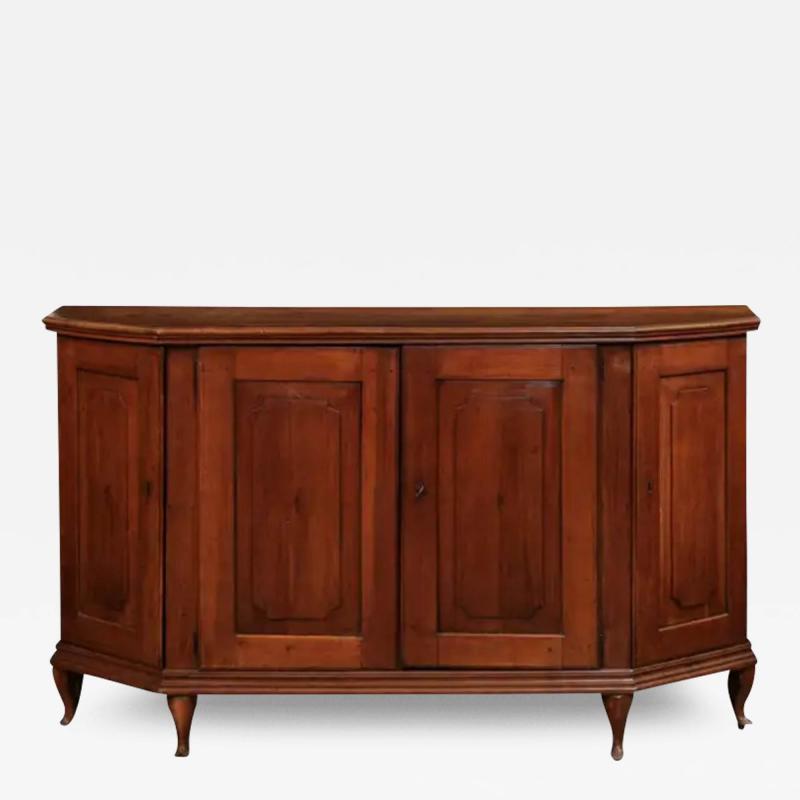 Italian Late 18th Century Cherry Sideboard with Four Doors and Canted Sides