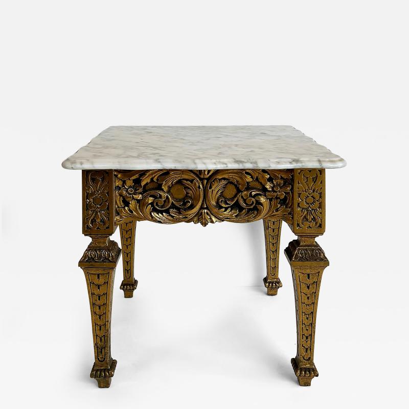 Italian Late 19th Early 20th Century Louis XVI Style Giltwood and Marble Table