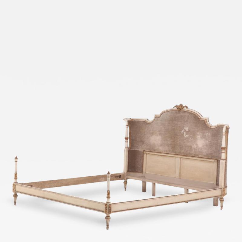 Italian Louis XV style painted and gilt bed C 1920 Queen width 