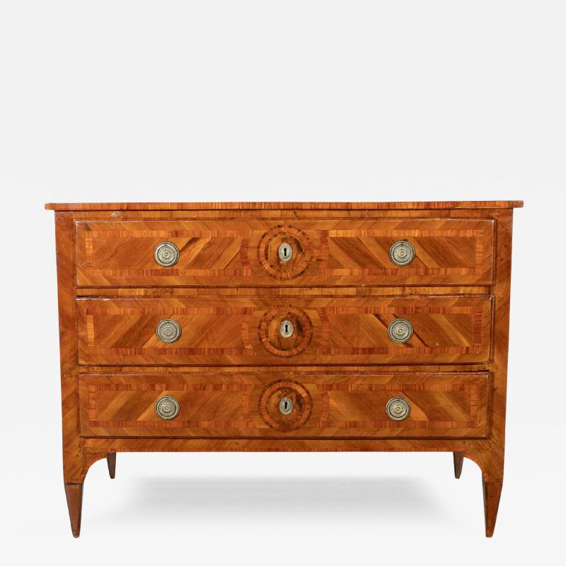 Italian Louis XVI Lombard Chest of Drawers in Cherry and Marquetry