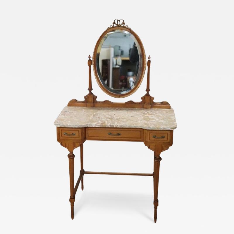 Italian Louis XVI Style Cherry Wood Dressing Table with Stool