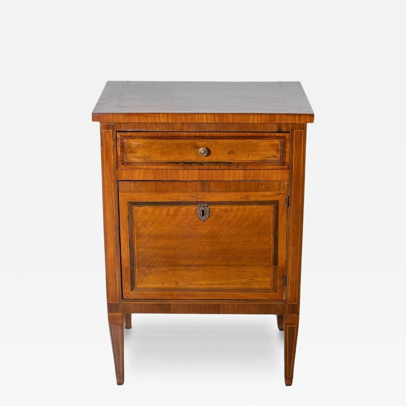 Italian Louis XVI Walnut Bedside Table with Veneered Inlay Late 18th Century