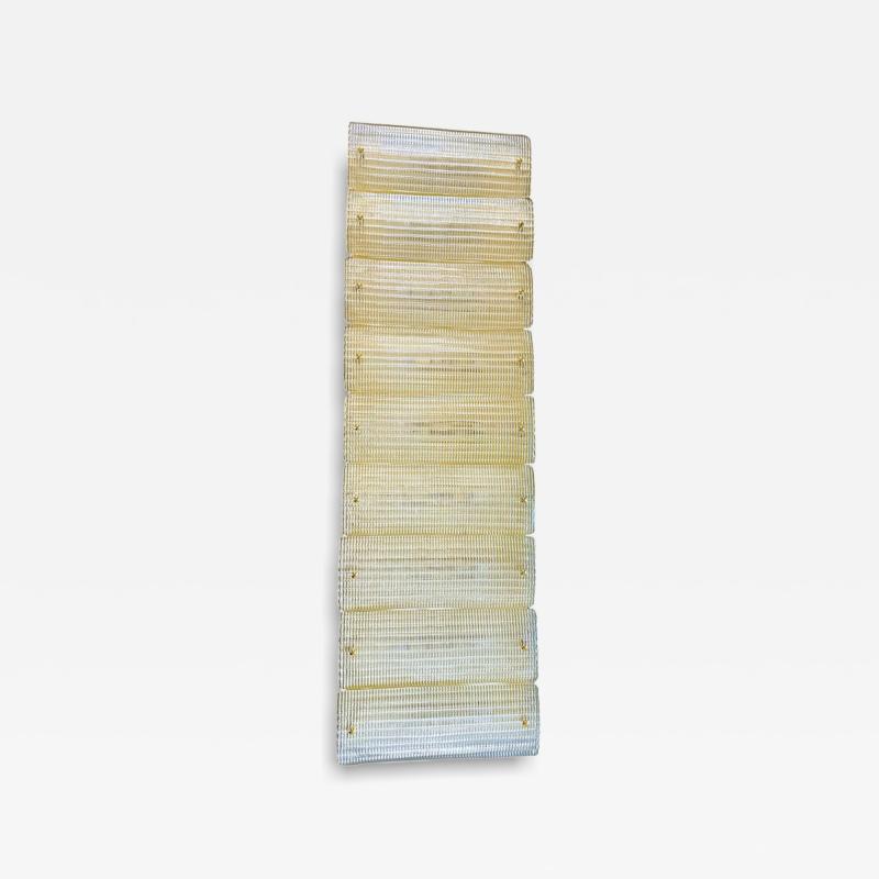 Italian Luxury Brass Wall Sconce in Diamanted Murano Glass and Flush Mount