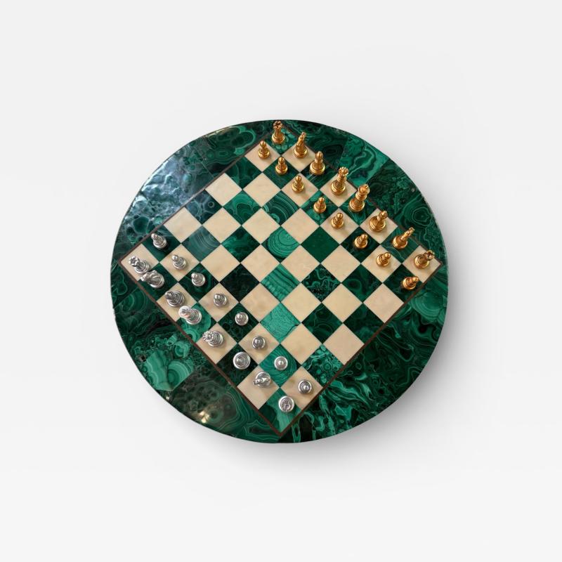 Italian Malachite Chess Set 1970s