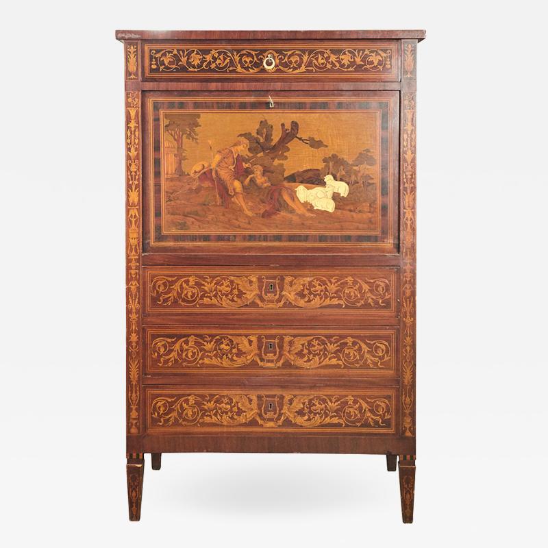 Italian Marquetry Cabinet with Fall Front Bar