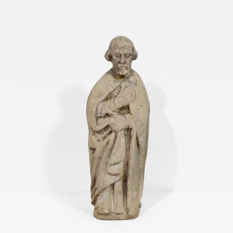 Italian Medieval Gothic Carved Stone Saint Statue