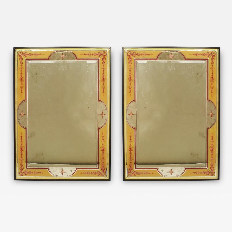 Italian Mid Century Beige Eglomise Wall Mirrors