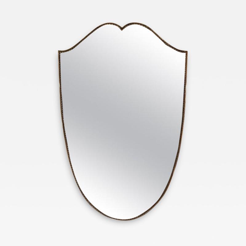 Italian Mid Century Brass Shield Mirror