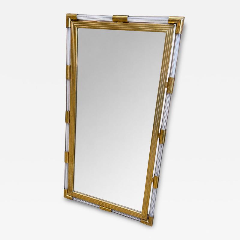 Italian Mid Century Brass and Lucite Wall Mirror 1970s