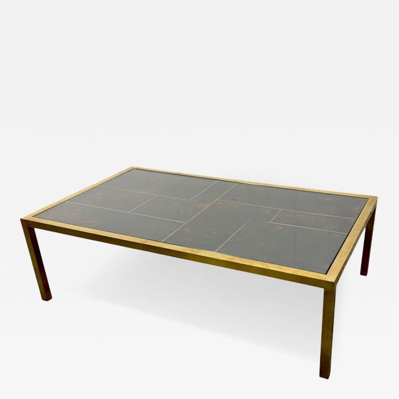 Italian Mid Century Brass and Tortoiseshell Style Coffee Table 1970s