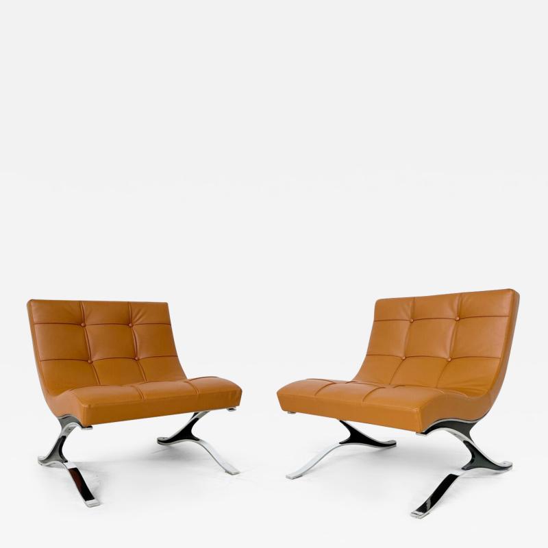 Italian Mid Century Brown Leather Armchair