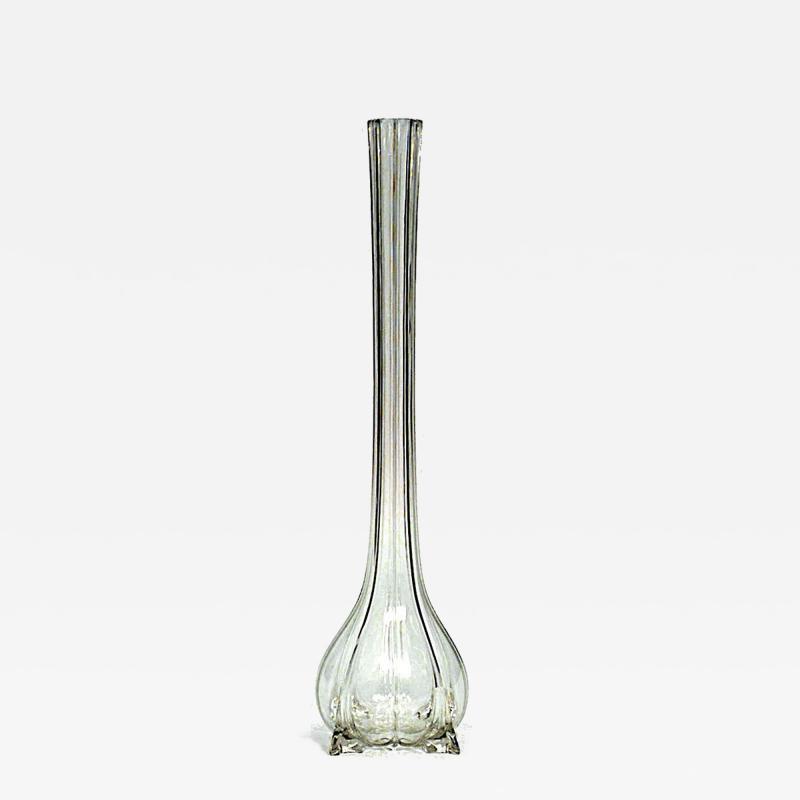 Italian Mid Century Crystal Long Neck Vase