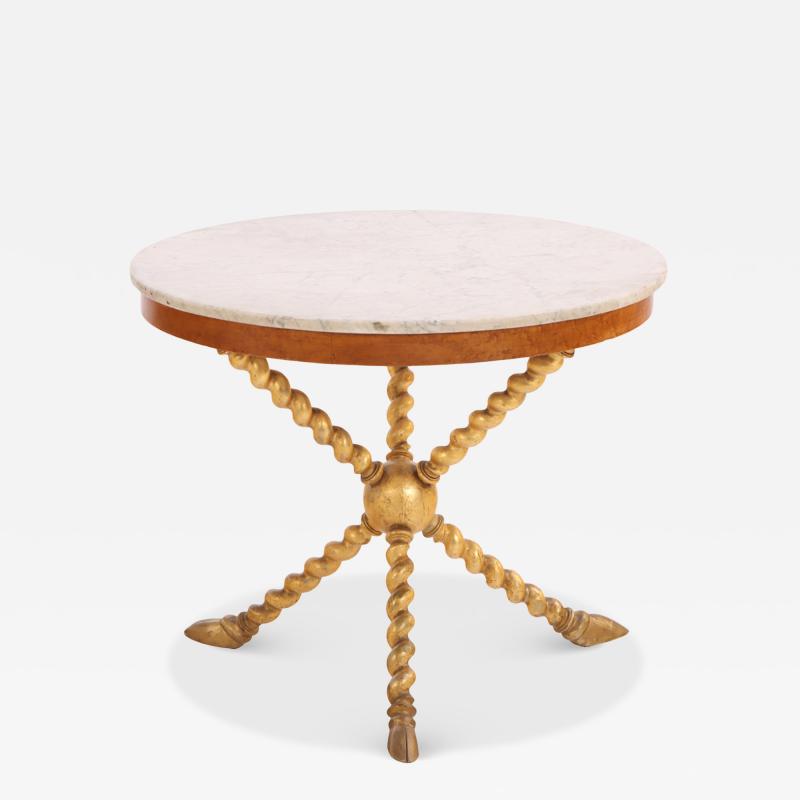 Italian Mid Century Giltwood Marble Center Table
