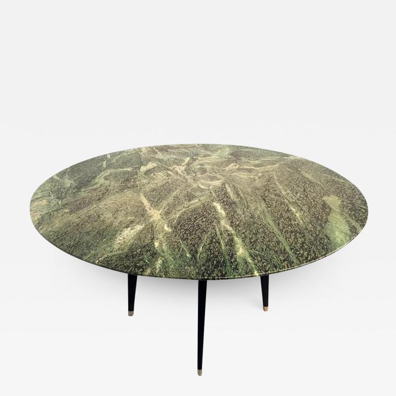 Italian Mid Century Green Marble Round Dining Table by Vittorio Dassi 1950s