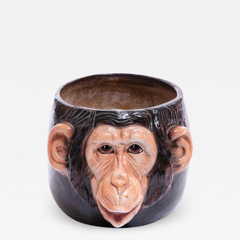 Italian Mid Century Hand Painted Chimpanzee Planter