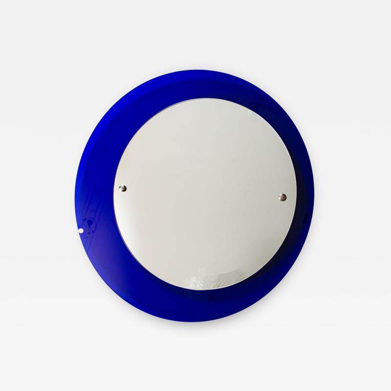 Italian Mid Century Klein Blue Asymmetrical Round Mirror 1960