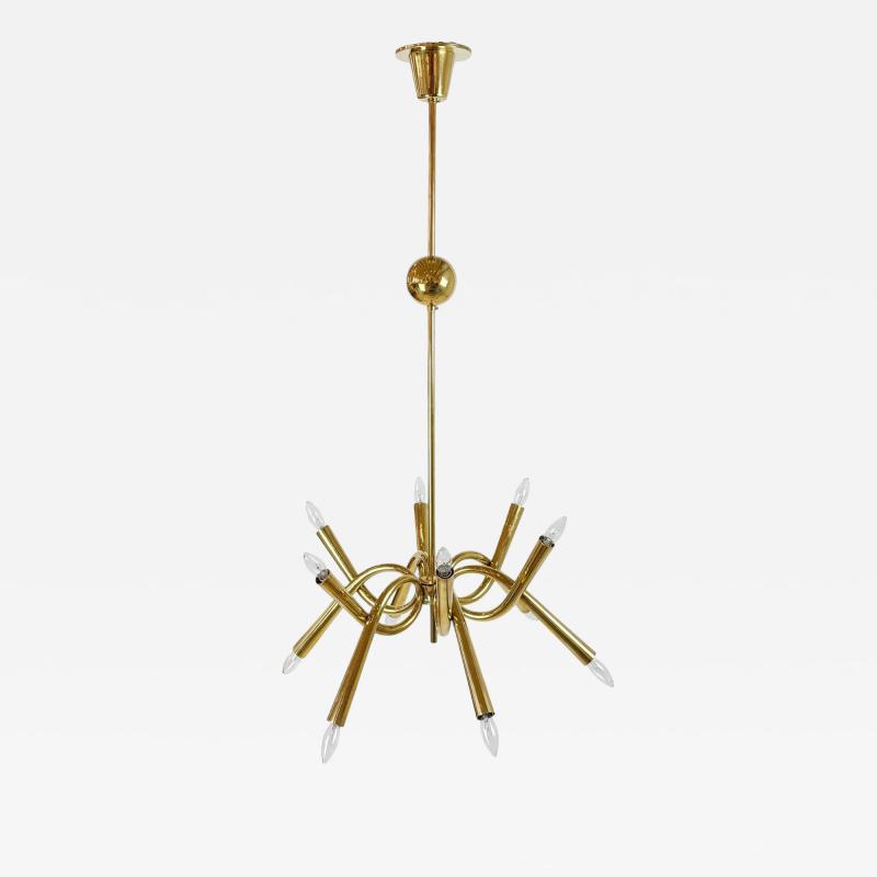 Italian Mid Century Modern Brass Chandelier