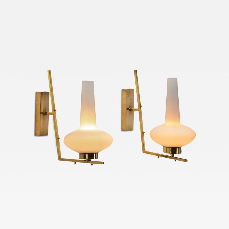 Italian Mid Century Modern Brass Wall Lamps Italy 1950s