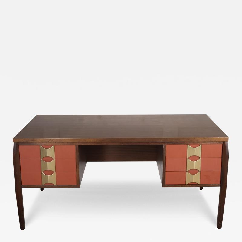 Italian Mid Century Modern Desk with Brass Handles