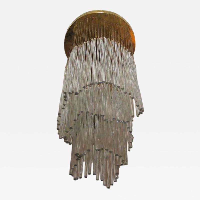 Italian Mid Century Modern Murano Glass Waterfall Chandelier Attr to Venini