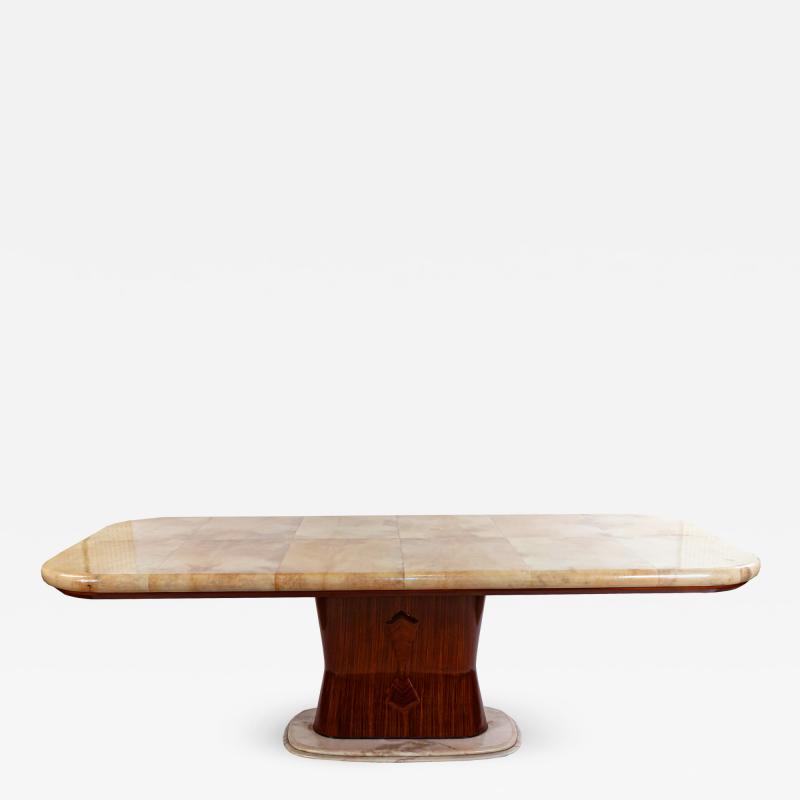 Italian Mid Century Parchment and Rosewood Dining Table