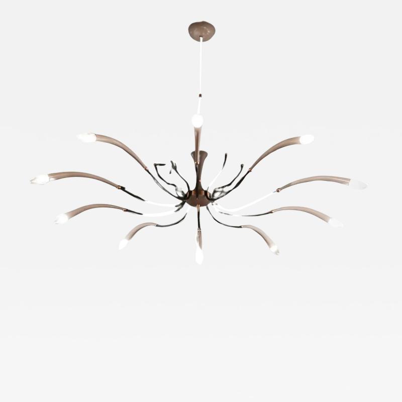 Italian Mid Century Spider Chandelier Lumi Milano 1950s