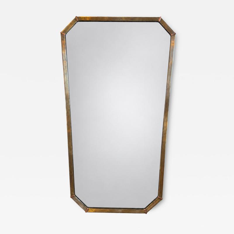 Italian Mid Century Tapered Brass Wall Mirror 1970s