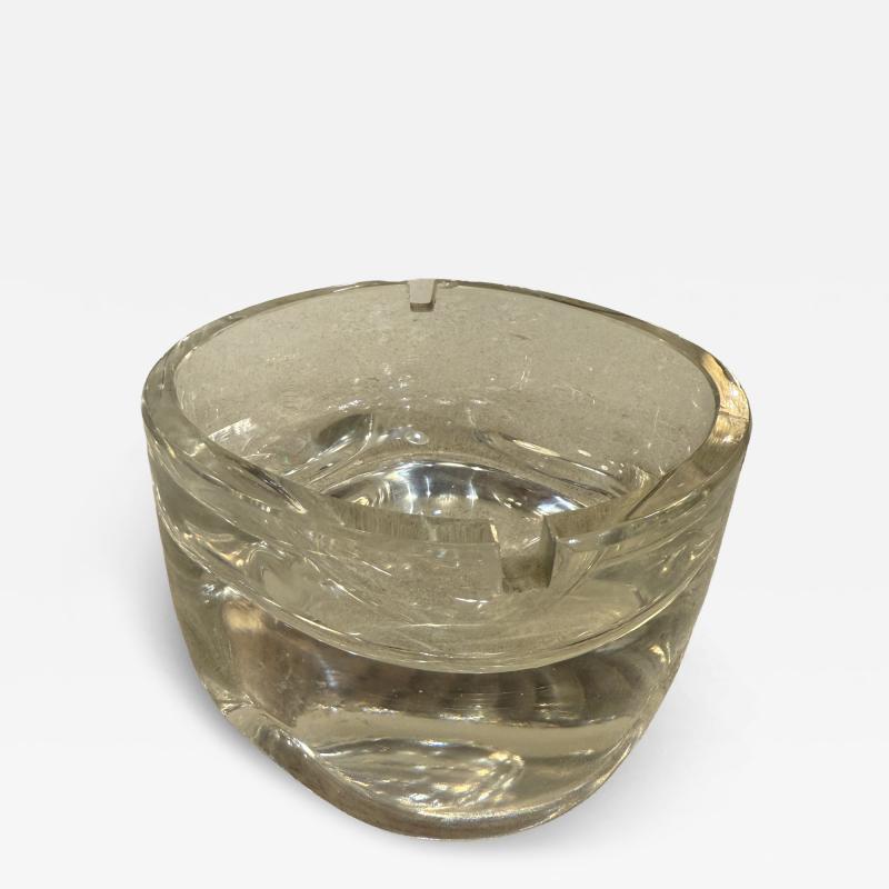 Italian Mid Century Thick Clear Glass Ashtray Murano Style 1960s 1970s