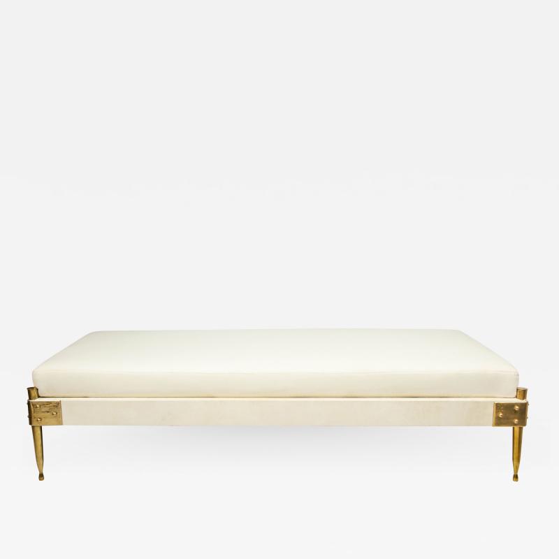 Italian Mid century parchment and brass day bed