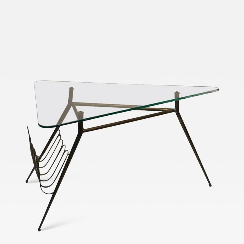 Italian Midcentury Brass Magazine Rack Table