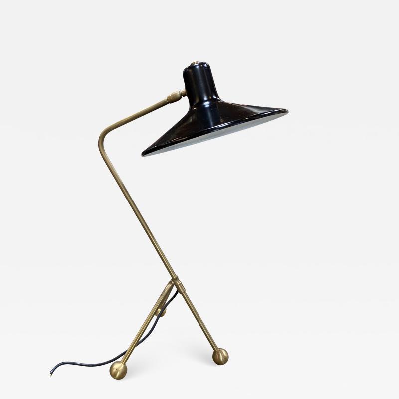 Italian Midcentury Brass and Metal Table Lamp 1950s
