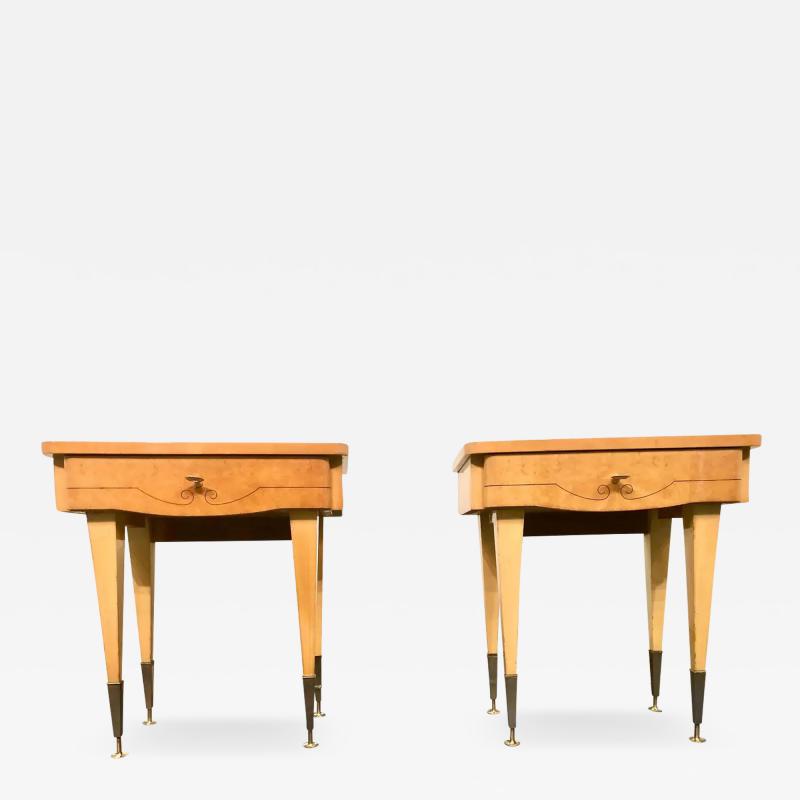 Italian Midcentury Maple Bedside Tables or Nightstand 1950s