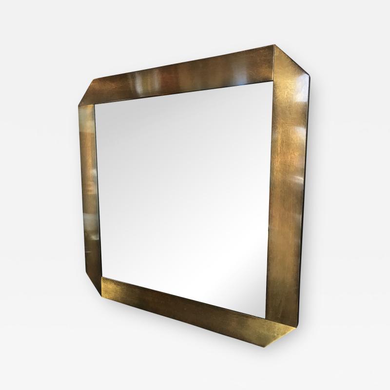 Italian Midcentury Octagonal Brass Frame Mirror 1970s