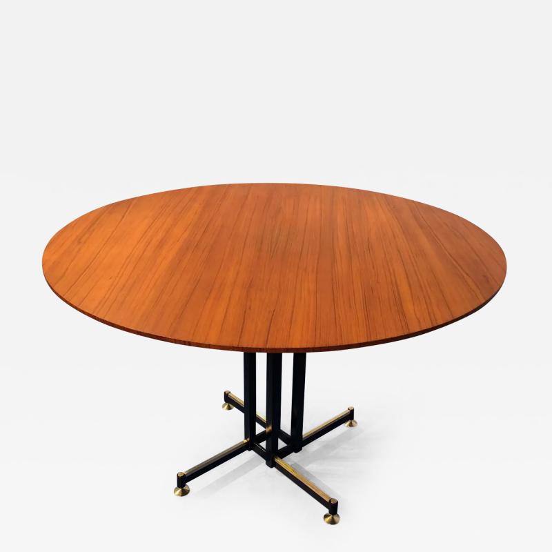 Italian Midcentury Round Teak Dining Table 1950s