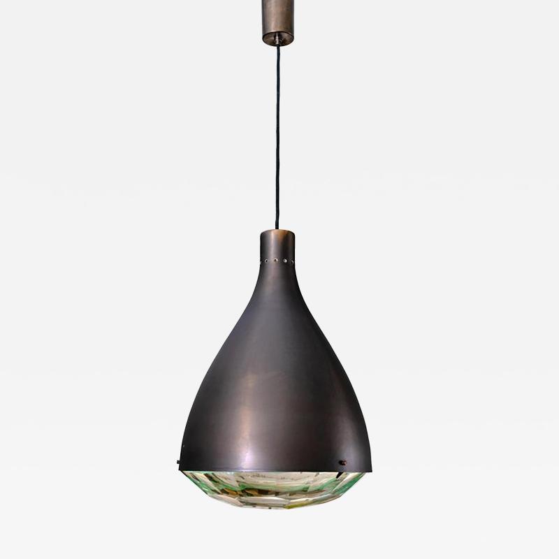 Italian Midcentury Style Chiseled Crystal Pendant Light