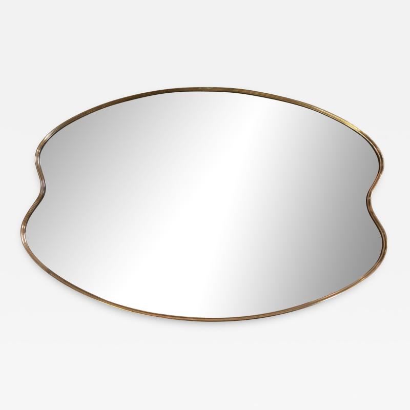 Italian Minimal Curvilinear Brass Mirror 1950s