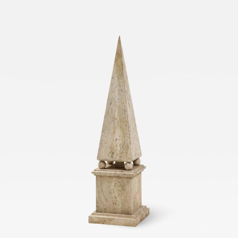 Italian Minimalist Roman Travertine Obelisk Italy 1970