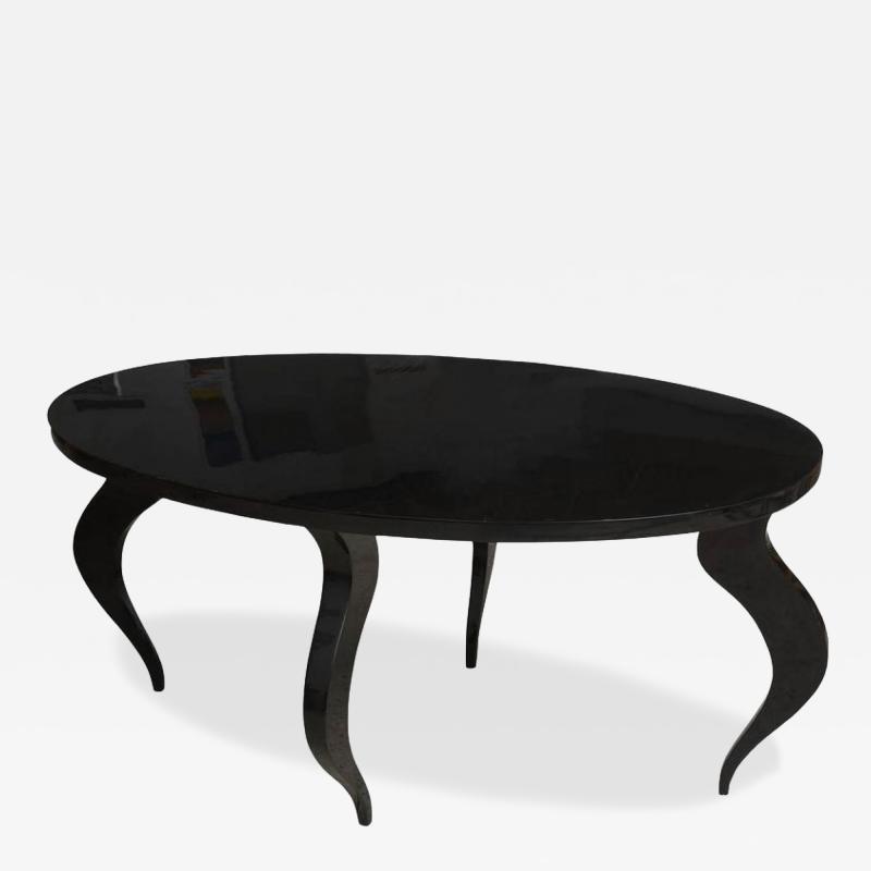 Italian Modern Black Lacquer Center Dining Table
