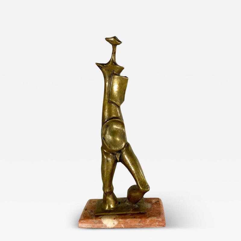 Italian Modern Bronze Abstract Sculpture on Marble Base 1950s