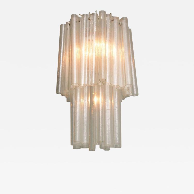 Italian Modern Glass Polished Chrome Chandelier Mazzega 1960s