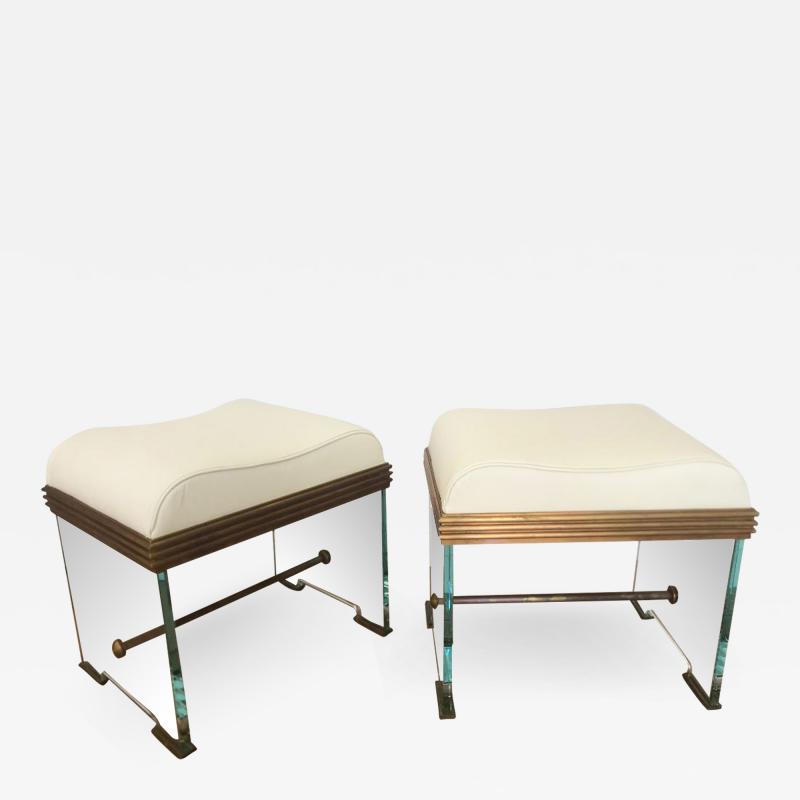 Italian Modern Glass and Bronze Stools