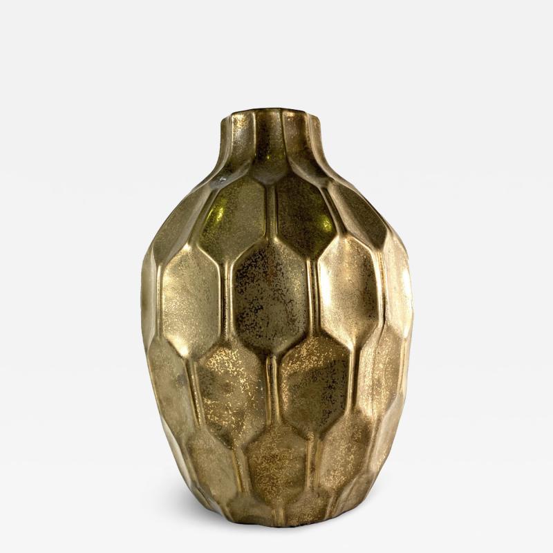 Italian Modern Gold Ceramic Vessel Style of Gio Ponti