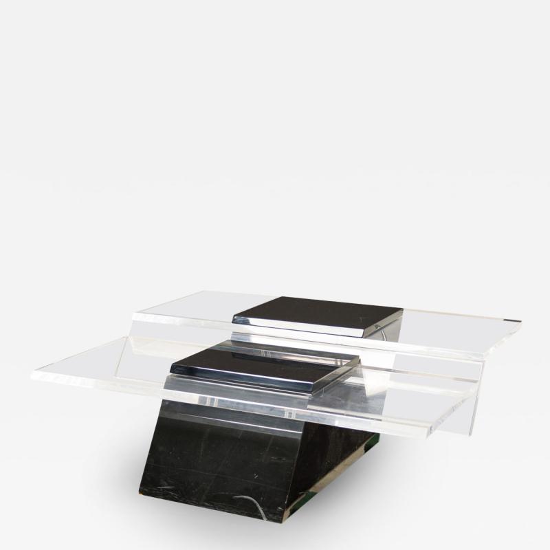 Italian Modern Lucite and Lacquer Coffee Table Saporiti