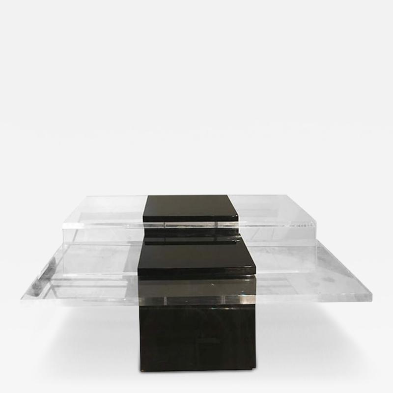 Italian Modern Lucite and Lacquer Coffee Table Saporiti
