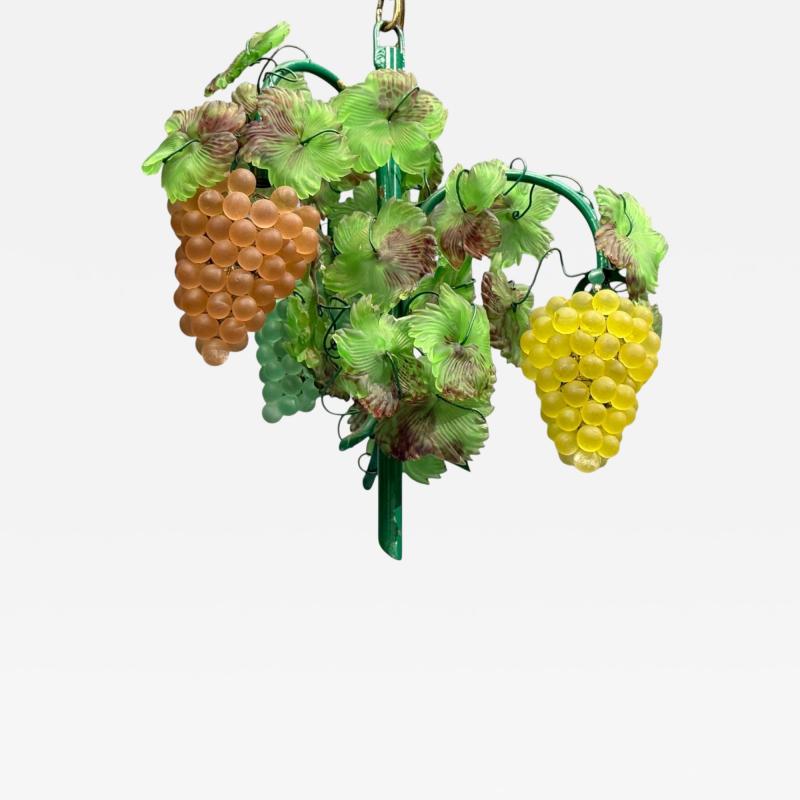 Italian Modern Murano Glass Art Glass Grape Bunch Pendant Light Italy 1950s