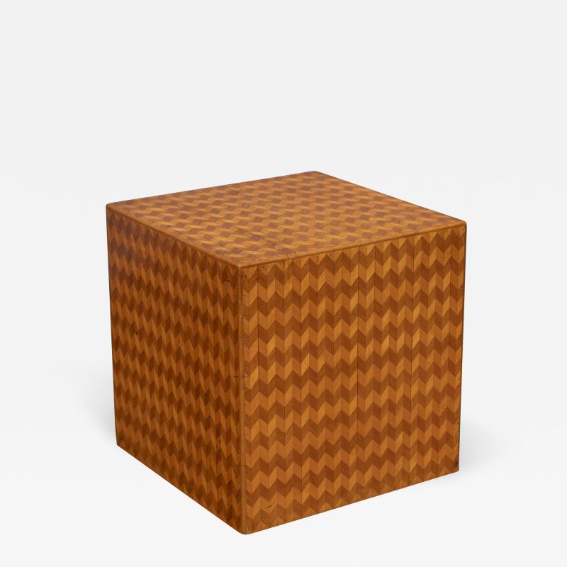 Italian Modern Parquetry Cube Side Table