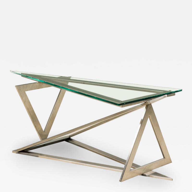Italian Modern Stainless Steel and Glass Table Attributed to Giovanni Offredi